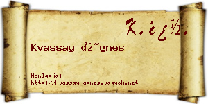 Kvassay Ágnes névjegykártya