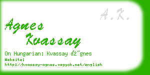 agnes kvassay business card